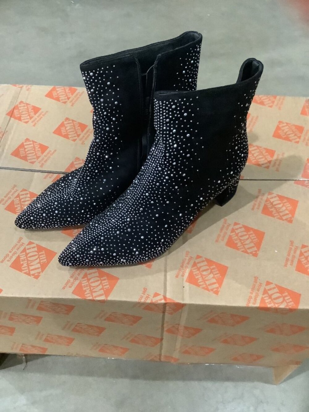 Rhinestone Zipper Sparkly Ankle Boots - Glitter Pointed Toe Fashion Comfortable
